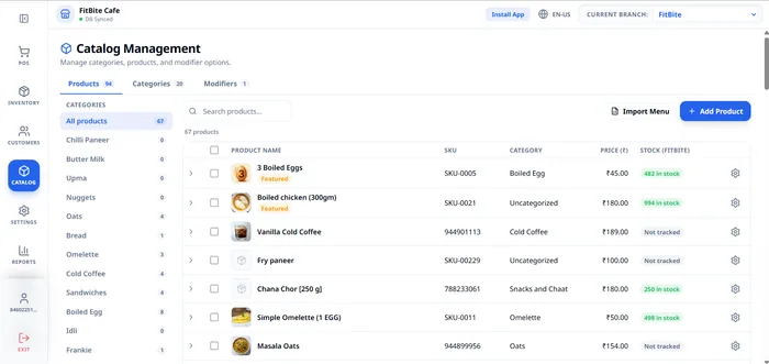 Setup Your Menu / Products